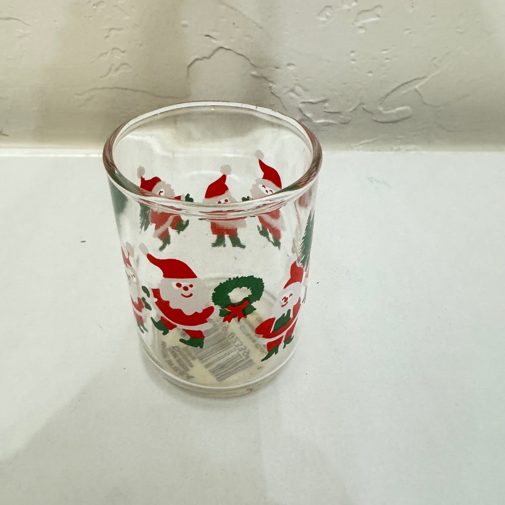 Indiana Glass Co Vintage Christmas Santa Votive Candle Holder Made in USA‎ 2339